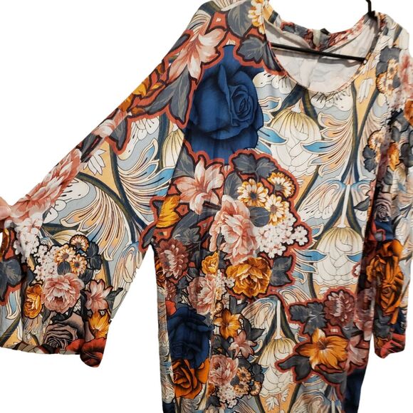 ASOS DESIGN Red Mini Dress Mixed Floral Print Lace Blouson Sleeve Womens Size 14 - Picture 7 of 11